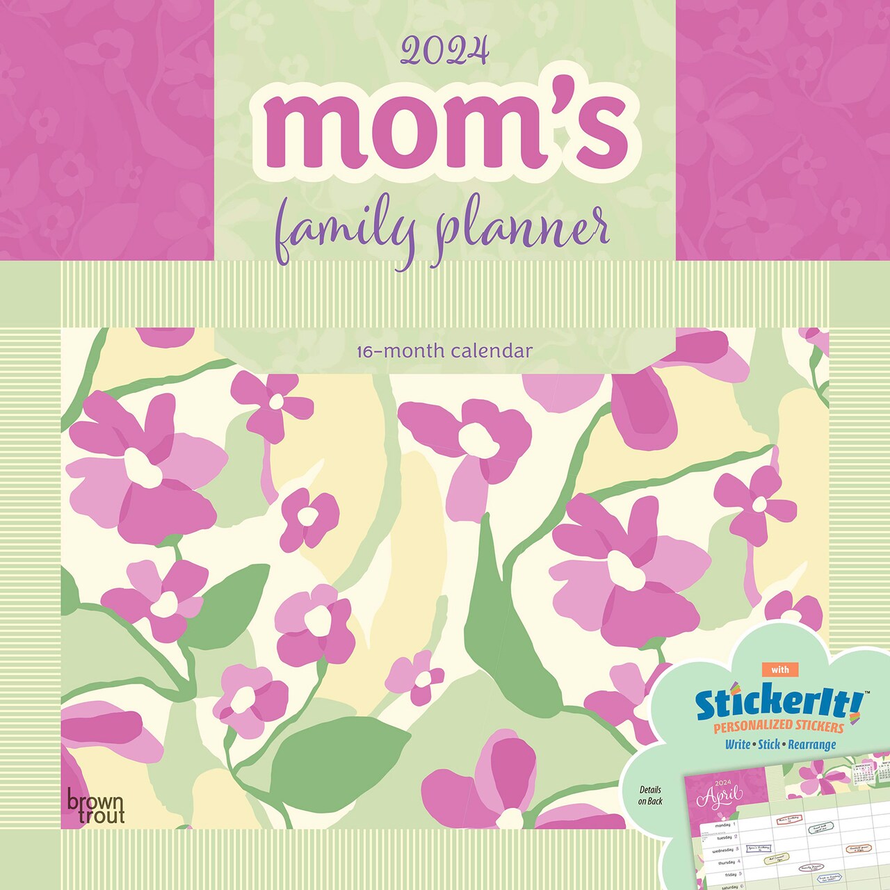 Mom's Family Planner  2024 12 x 24 Inch Monthly Square Wall
